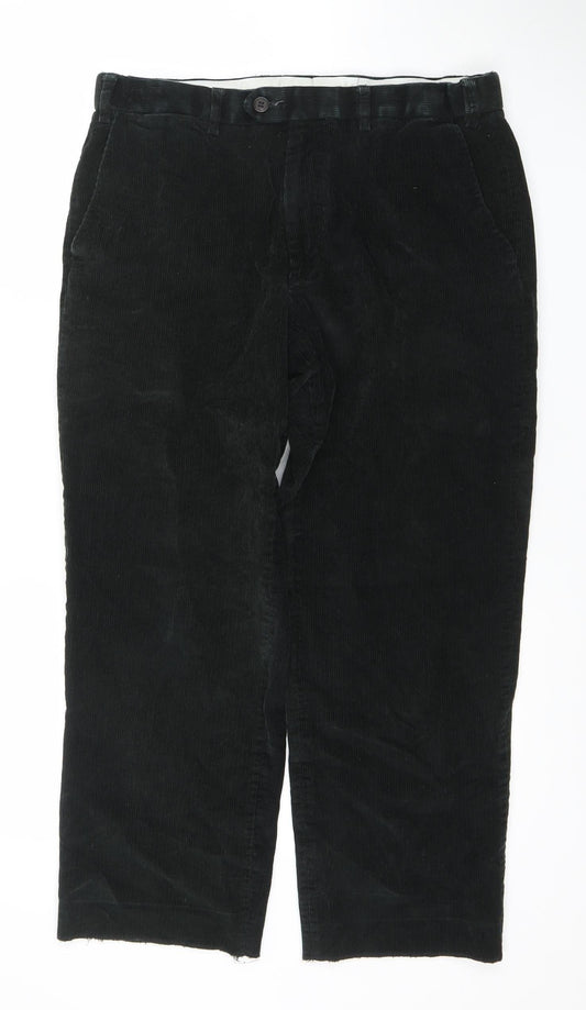 Marks and Spencer Men's Black Corduroy Trousers 34W 29L Regular Fit