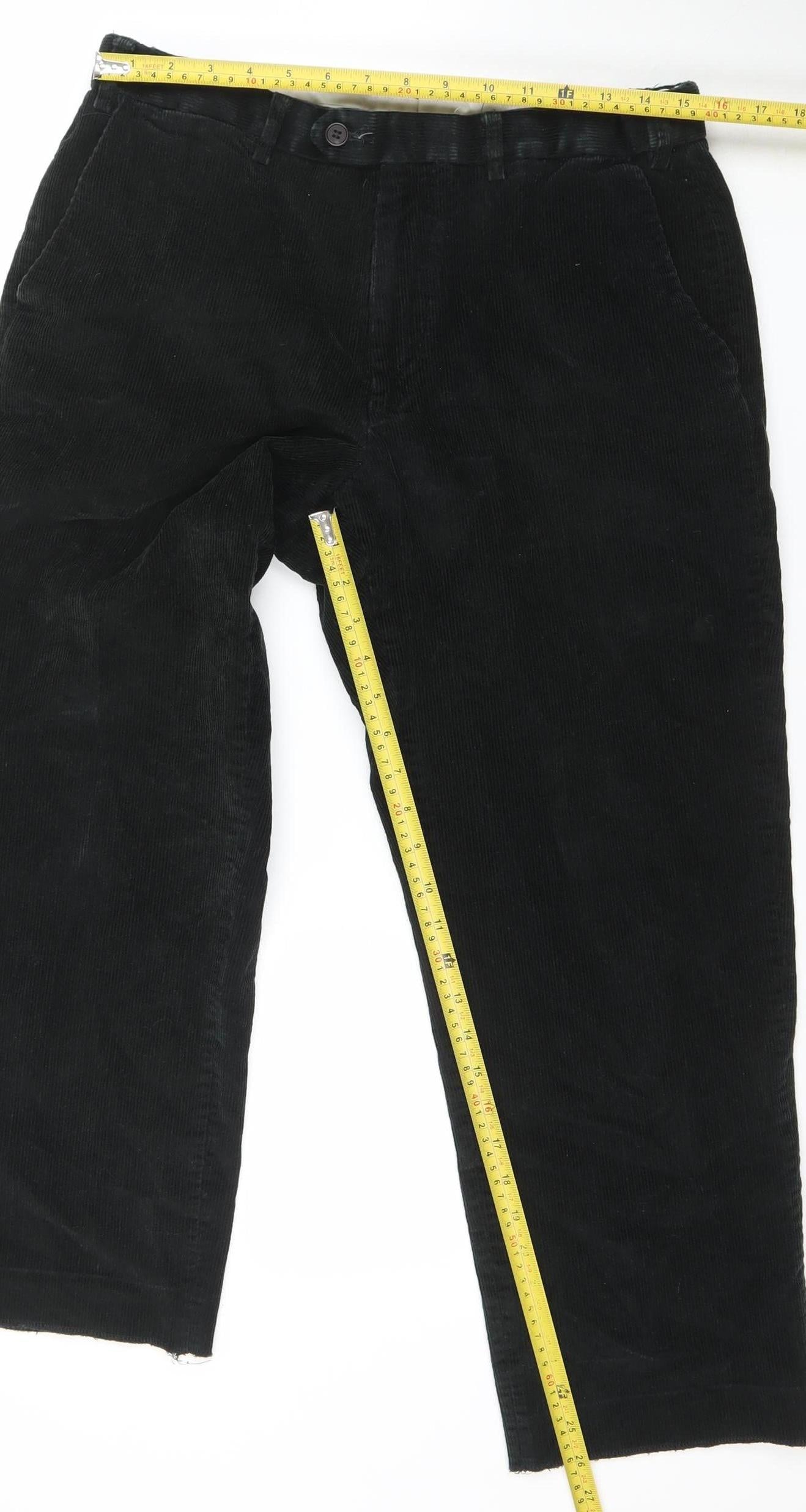 Marks and Spencer Men's Black Corduroy Trousers 34W 29L Regular Fit