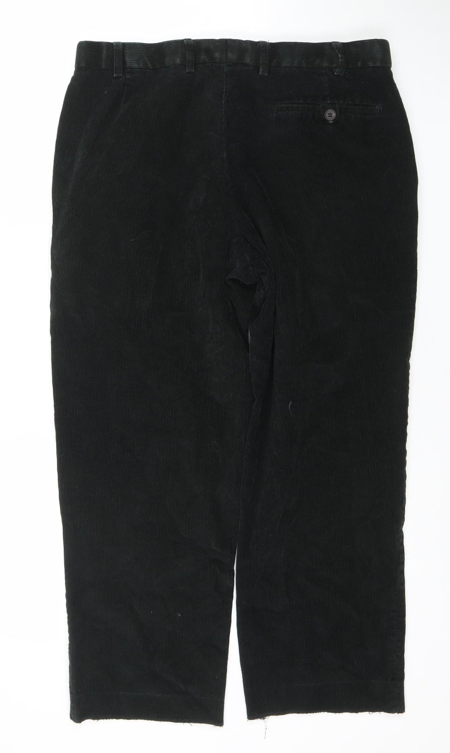 Marks and Spencer Men's Black Corduroy Trousers 34W 29L Regular Fit