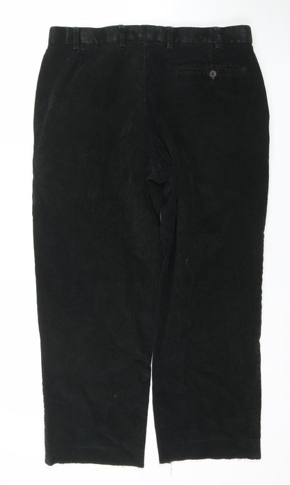 Marks and Spencer Men's Black Corduroy Trousers 34W 29L Regular Fit