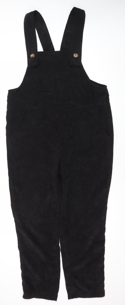 SHEIN Women’s Black Corduroy Jumpsuit Dungaree Size 10 M Relaxed Fit