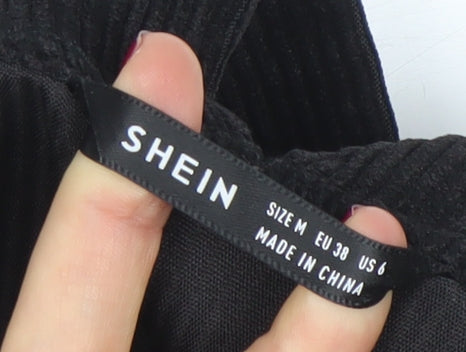 SHEIN Women’s Black Corduroy Jumpsuit Dungaree Size 10 M Relaxed Fit