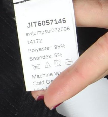 SHEIN Women’s Black Corduroy Jumpsuit Dungaree Size 10 M Relaxed Fit