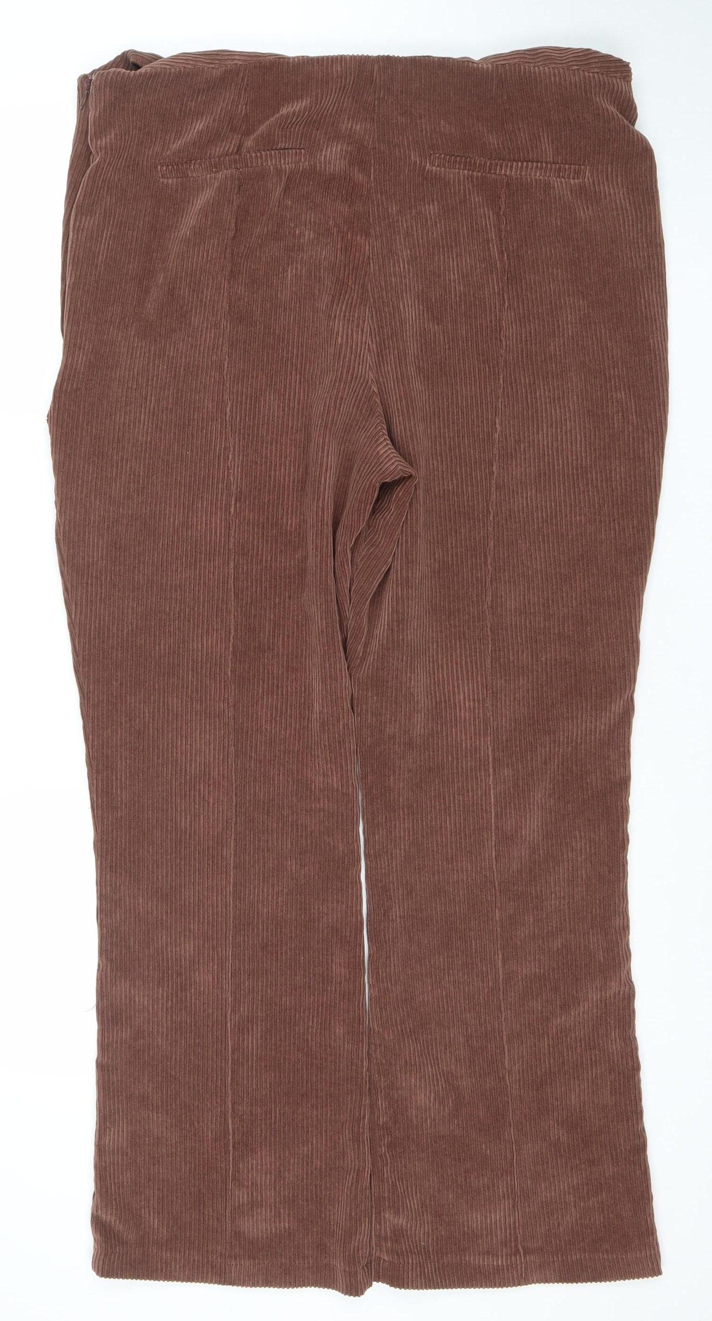Primark Women Brown Size 20 Corduroy Wide-Leg Trousers