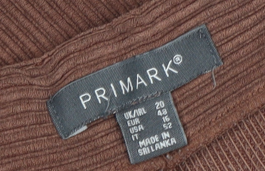 Primark Women Brown Size 20 Corduroy Wide-Leg Trousers