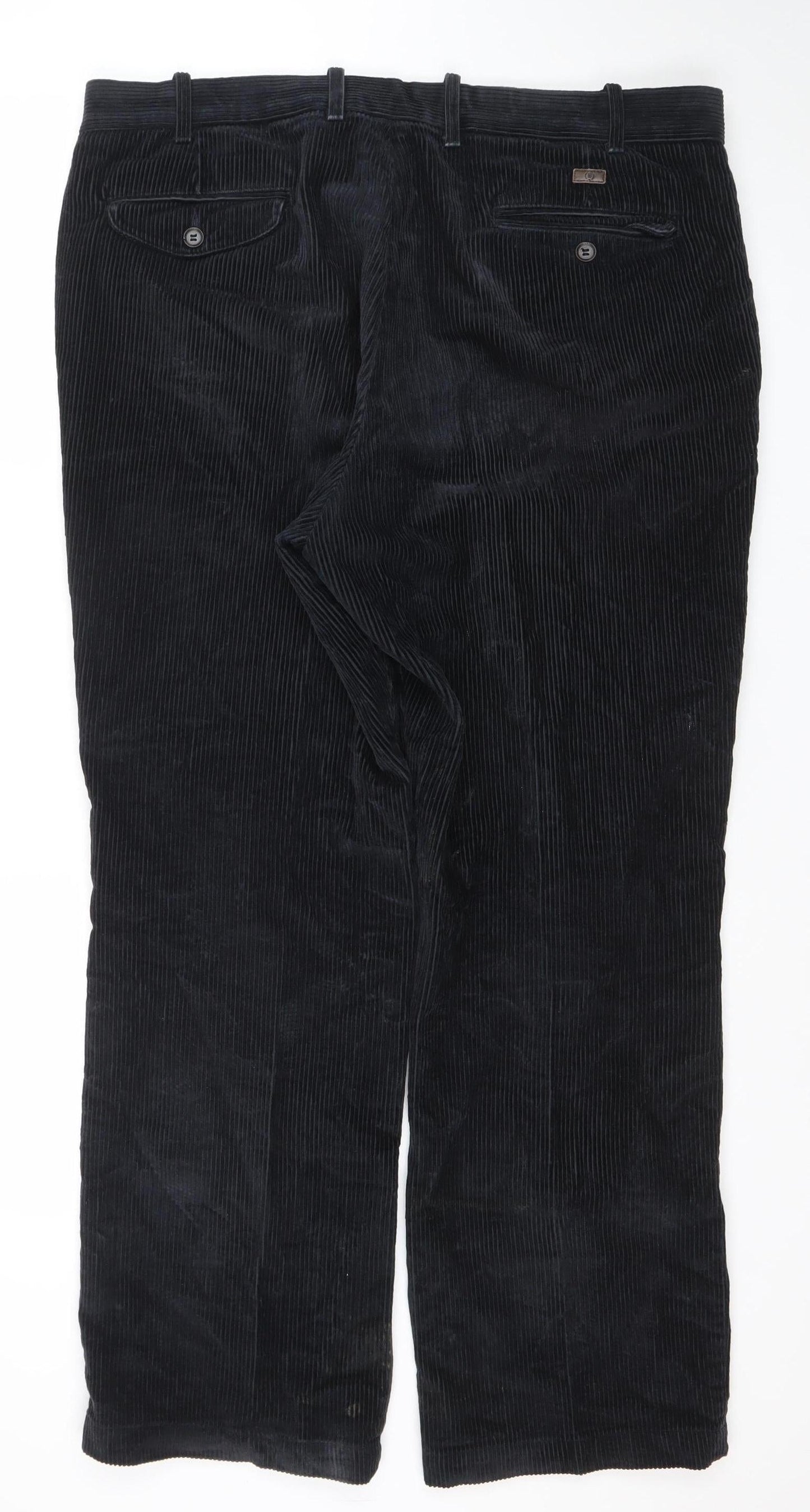Marks and Spencer Blue Harbour Men’s Black Corduroy Straight Trousers 38W 31L
