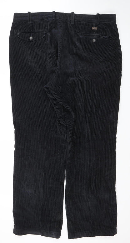 Marks and Spencer Blue Harbour Men’s Black Corduroy Straight Trousers 38W 31L
