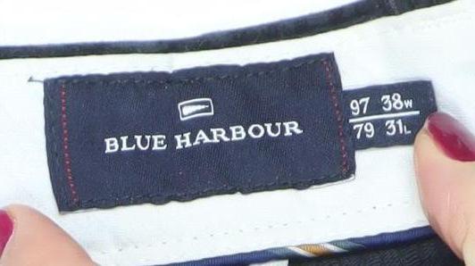 Marks and Spencer Blue Harbour Men’s Black Corduroy Straight Trousers 38W 31L