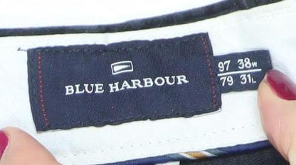 Marks and Spencer Blue Harbour Men’s Black Corduroy Straight Trousers 38W 31L