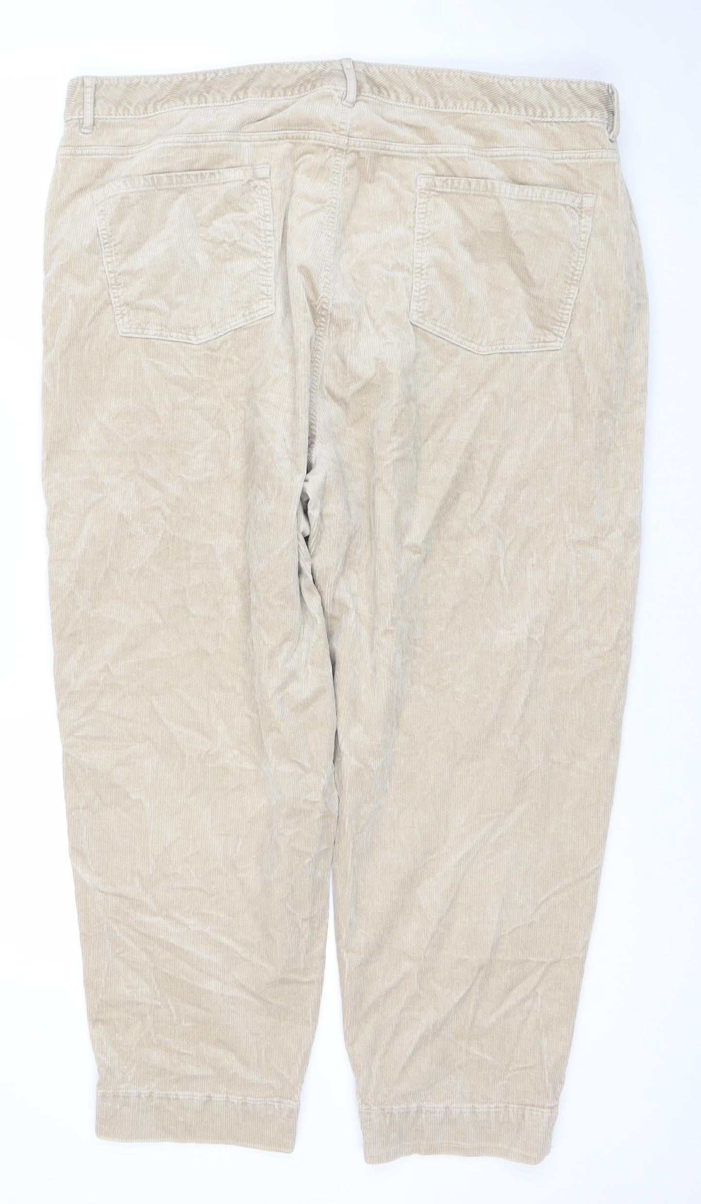 Womens UK Size 22 Marks and Spencer Relaxed Fit Chino Beige Trousers