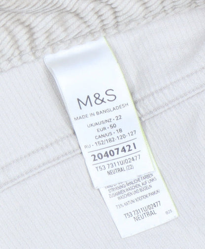Womens UK Size 22 Marks and Spencer Relaxed Fit Chino Beige Trousers