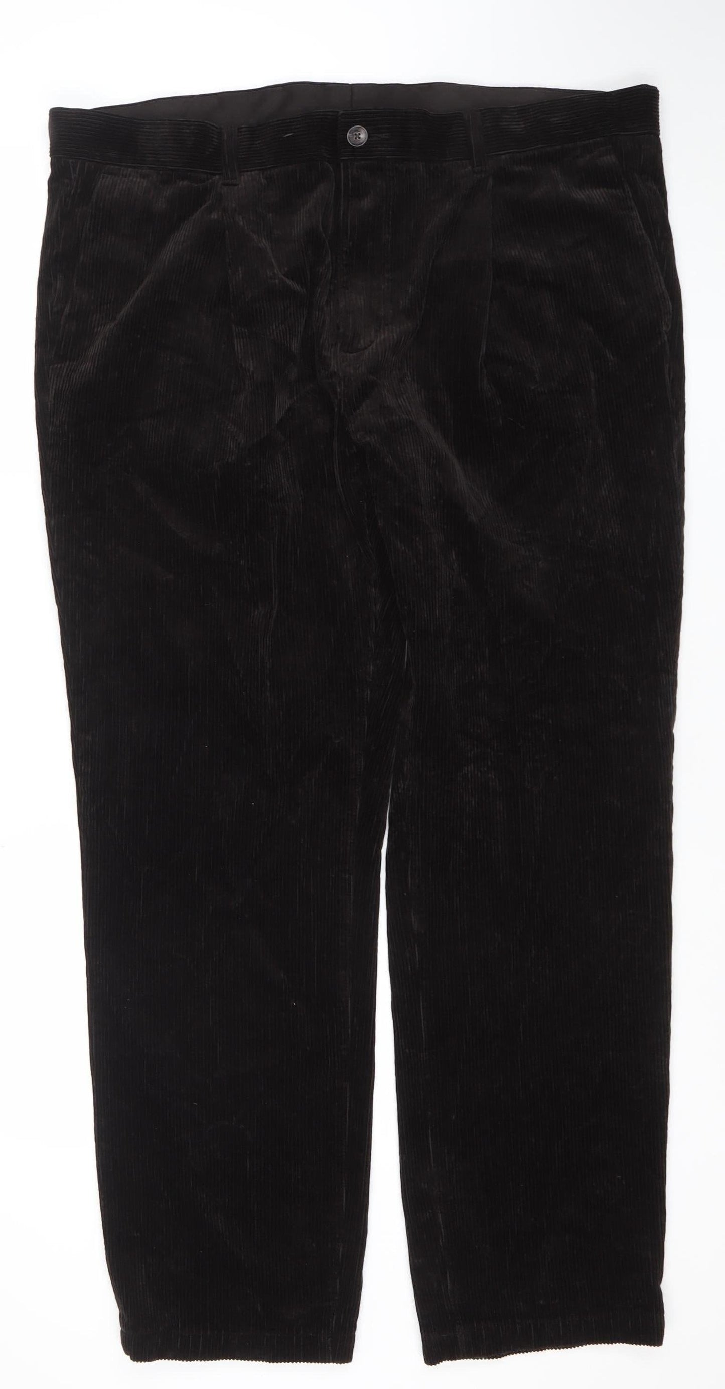 Marks and Spencer Men’s Brown Corduroy Regular Fit Trousers 42W 31L