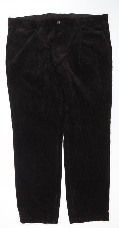 Marks and Spencer Men’s Brown Corduroy Regular Fit Trousers 42W 31L