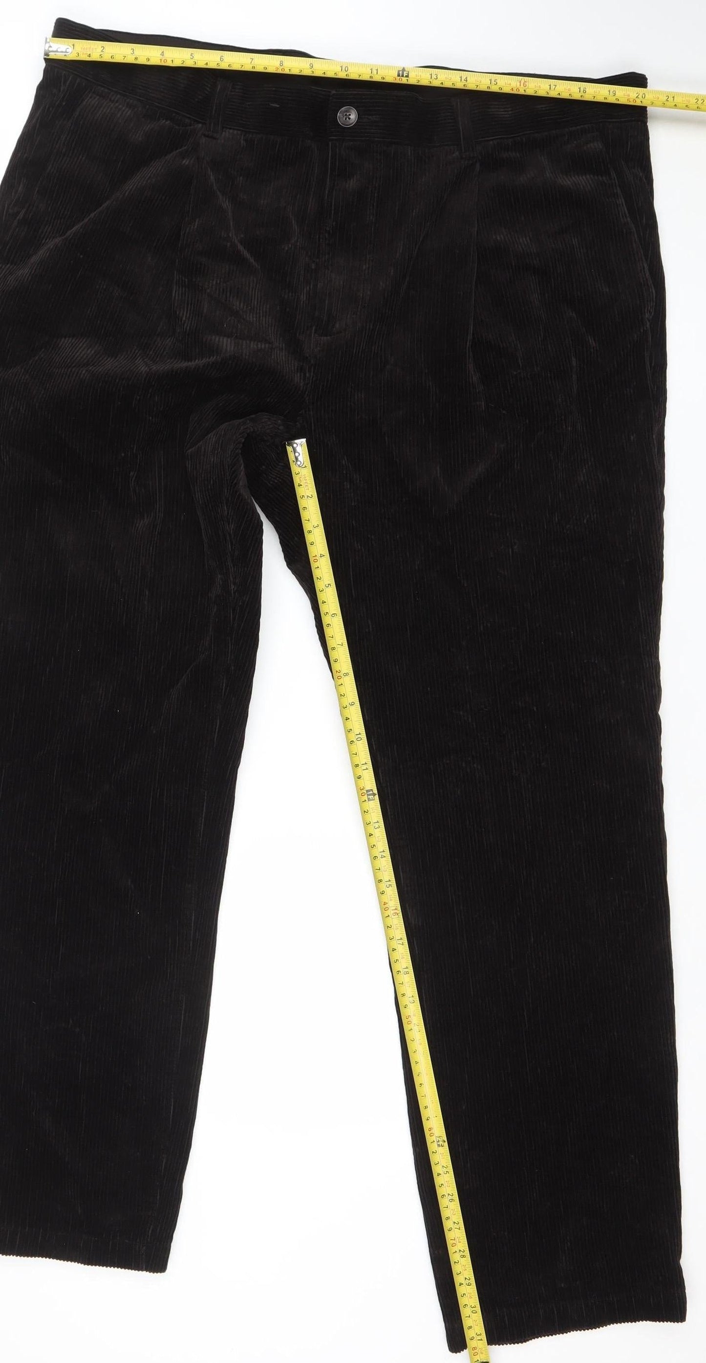 Marks and Spencer Men’s Brown Corduroy Regular Fit Trousers 42W 31L