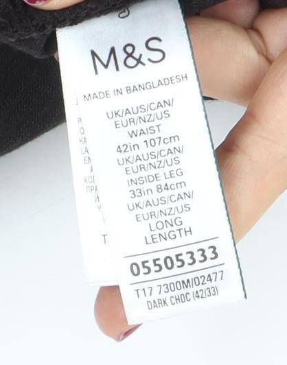 Marks and Spencer Men’s Brown Corduroy Regular Fit Trousers 42W 31L