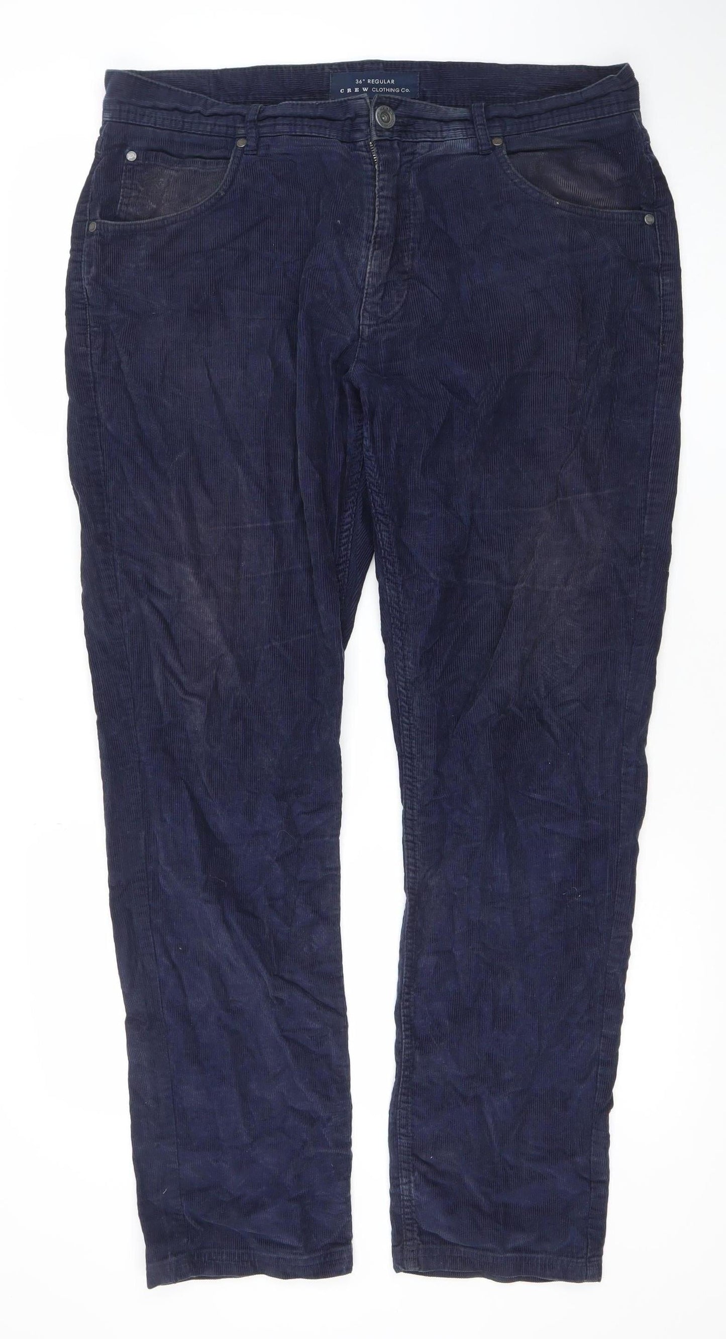 Crew Clothing Co. Men's Blue Corduroy Regular Fit 36in Trousers