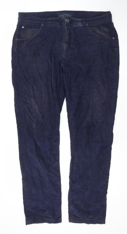 Crew Clothing Co. Men's Blue Corduroy Regular Fit 36in Trousers