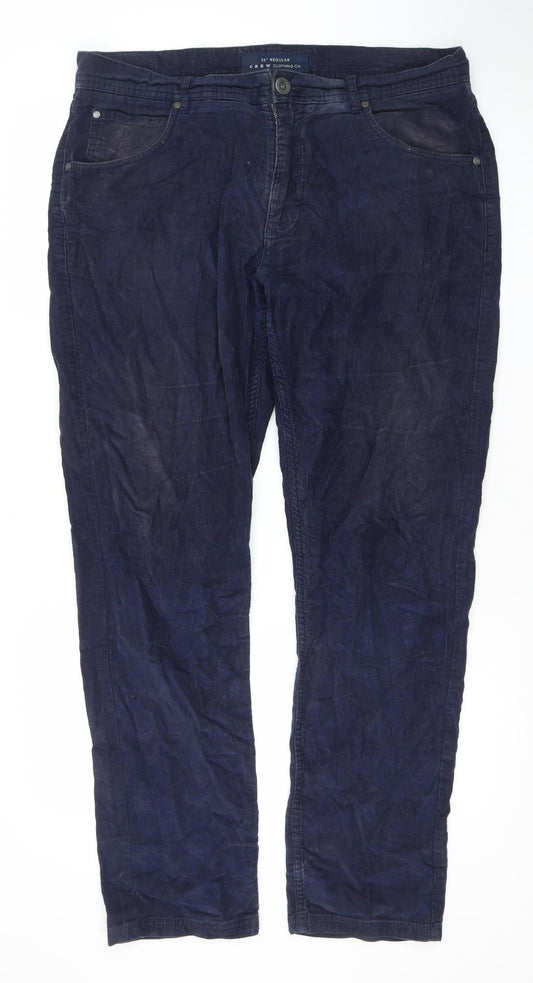 Crew Clothing Co. Men's Blue Corduroy Regular Fit 36in Trousers