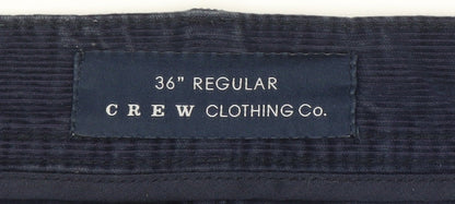 Crew Clothing Co. Men's Blue Corduroy Regular Fit 36in Trousers