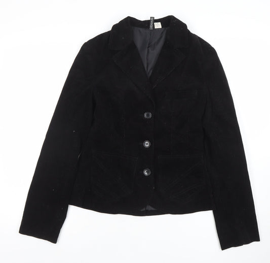 H&M Divided Women's Black Size 8 Corduroy Single-Breasted Blazer