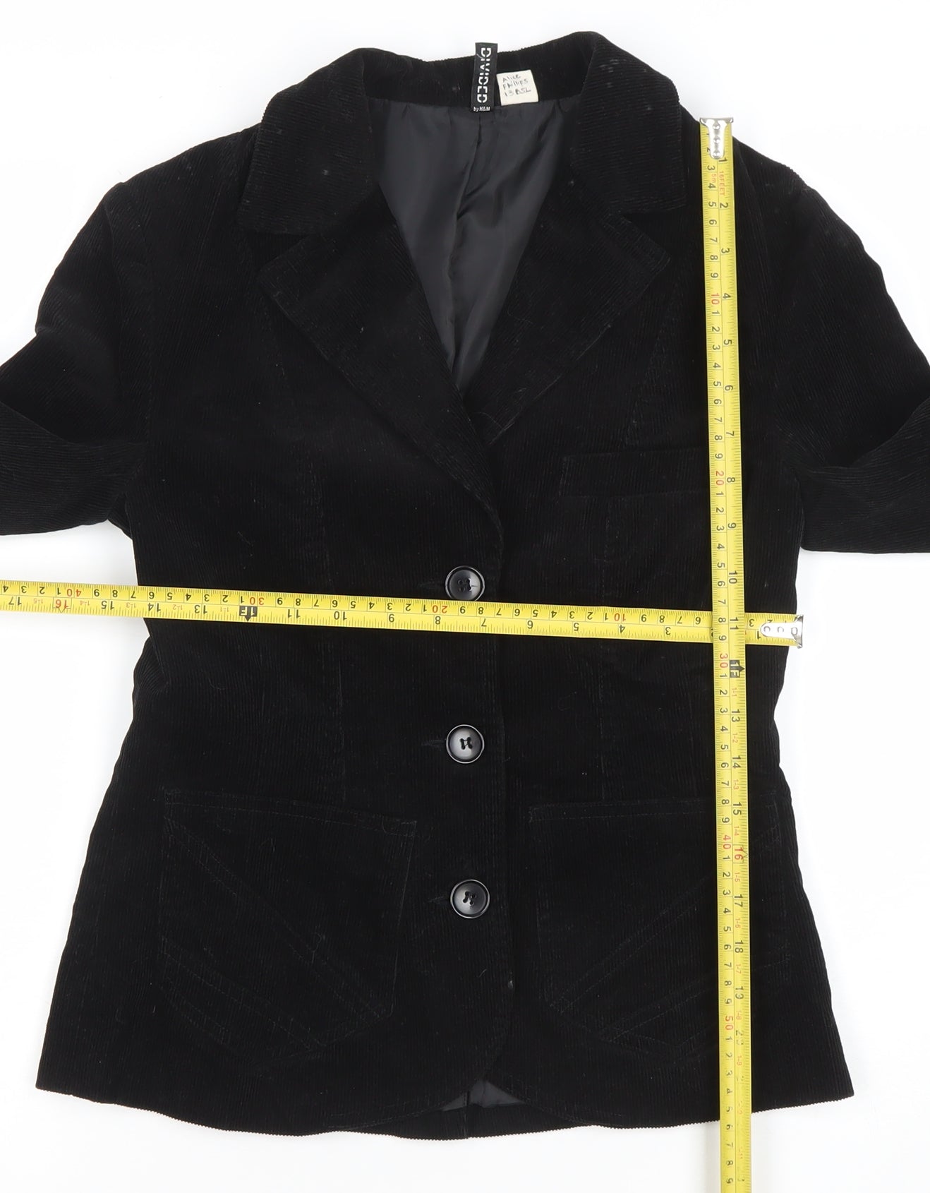 H&M Divided Women's Black Size 8 Corduroy Single-Breasted Blazer