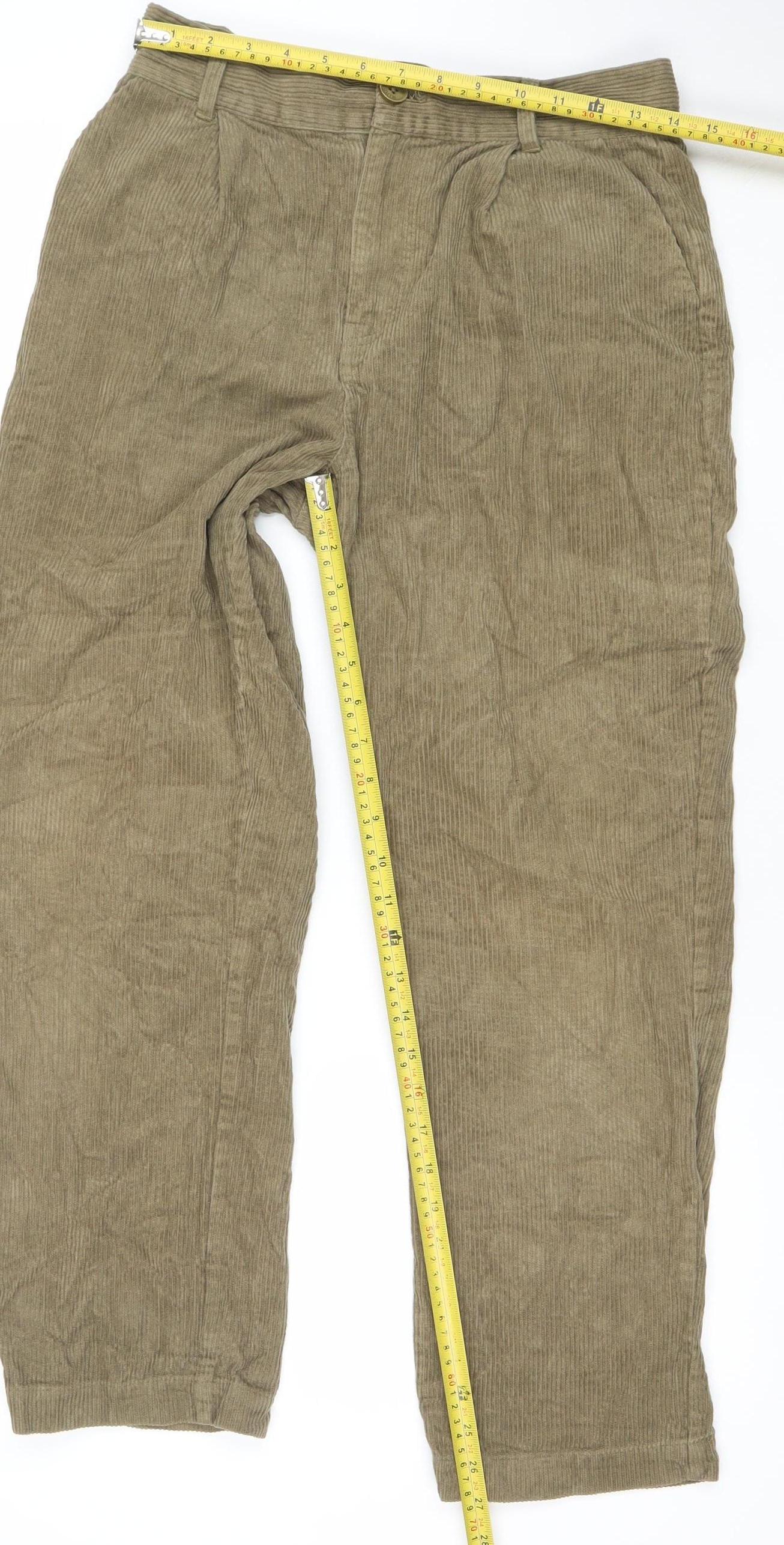 Native Youth Men's Beige Corduroy Chino Trousers Size 30