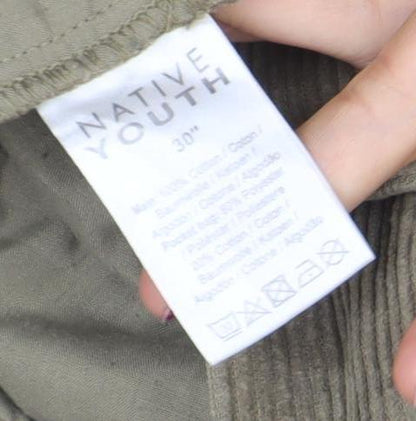 Native Youth Men's Beige Corduroy Chino Trousers Size 30