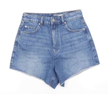 Marks and Spencer Womens Blue Size 8 Cut-Off Denim Shorts