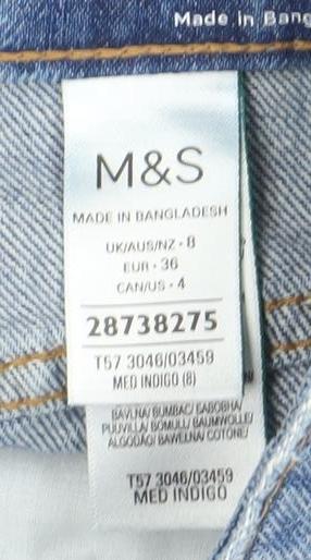 Marks and Spencer Womens Blue Size 8 Cut-Off Denim Shorts