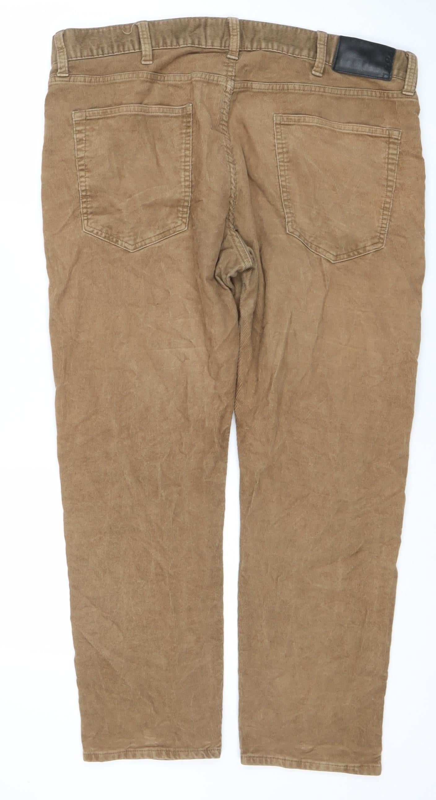 Marks and Spencer Men's Brown Corduroy Slim Fit Chino Trousers Size 38