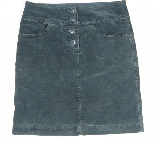 Fat Face Womens Green Knee Length Corduroy Pencil Skirt Size S