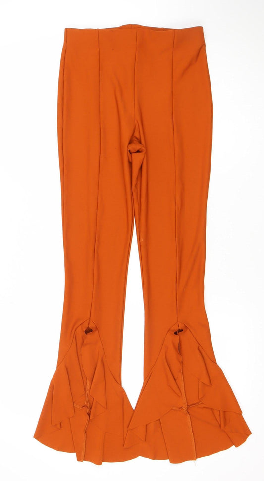 River Island Women’s Orange Flared Stretch Trousers Size 10