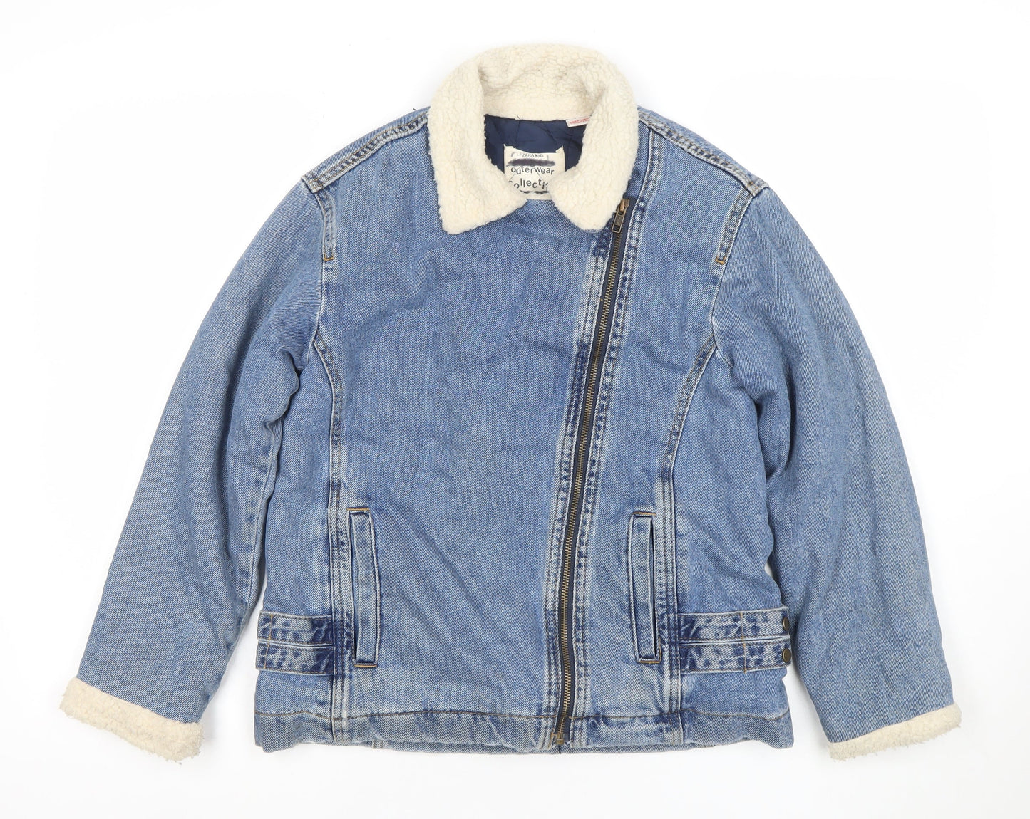 Girls UK Size 9-10 Years Zara Blue Biker Coat
