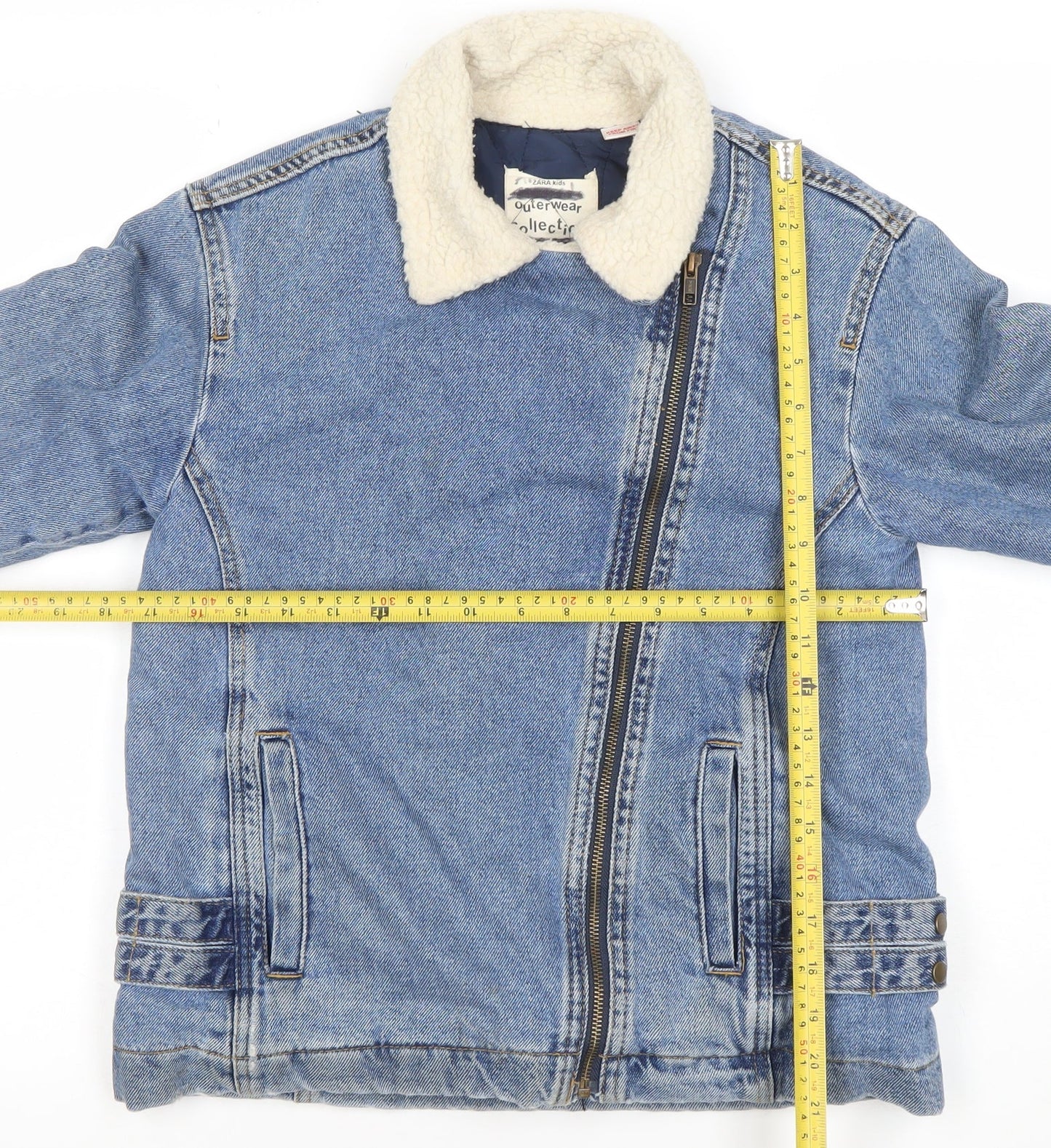 Girls UK Size 9-10 Years Zara Blue Biker Coat