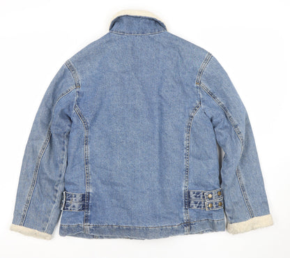Girls UK Size 9-10 Years Zara Blue Biker Coat
