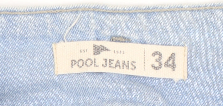 Womens UK Size 34 Pool Jeans Relaxed Fit Wide-Leg Blue Jeans
