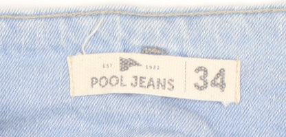 Womens UK Size 34 Pool Jeans Relaxed Fit Wide-Leg Blue Jeans