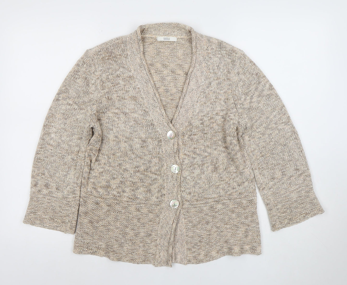 Womens UK Size 14 Marks and Spencer Beige Cardigan Jumper