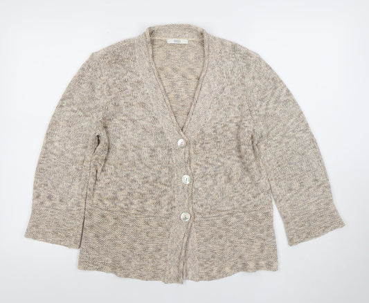 Womens UK Size 14 Marks and Spencer Beige Cardigan Jumper