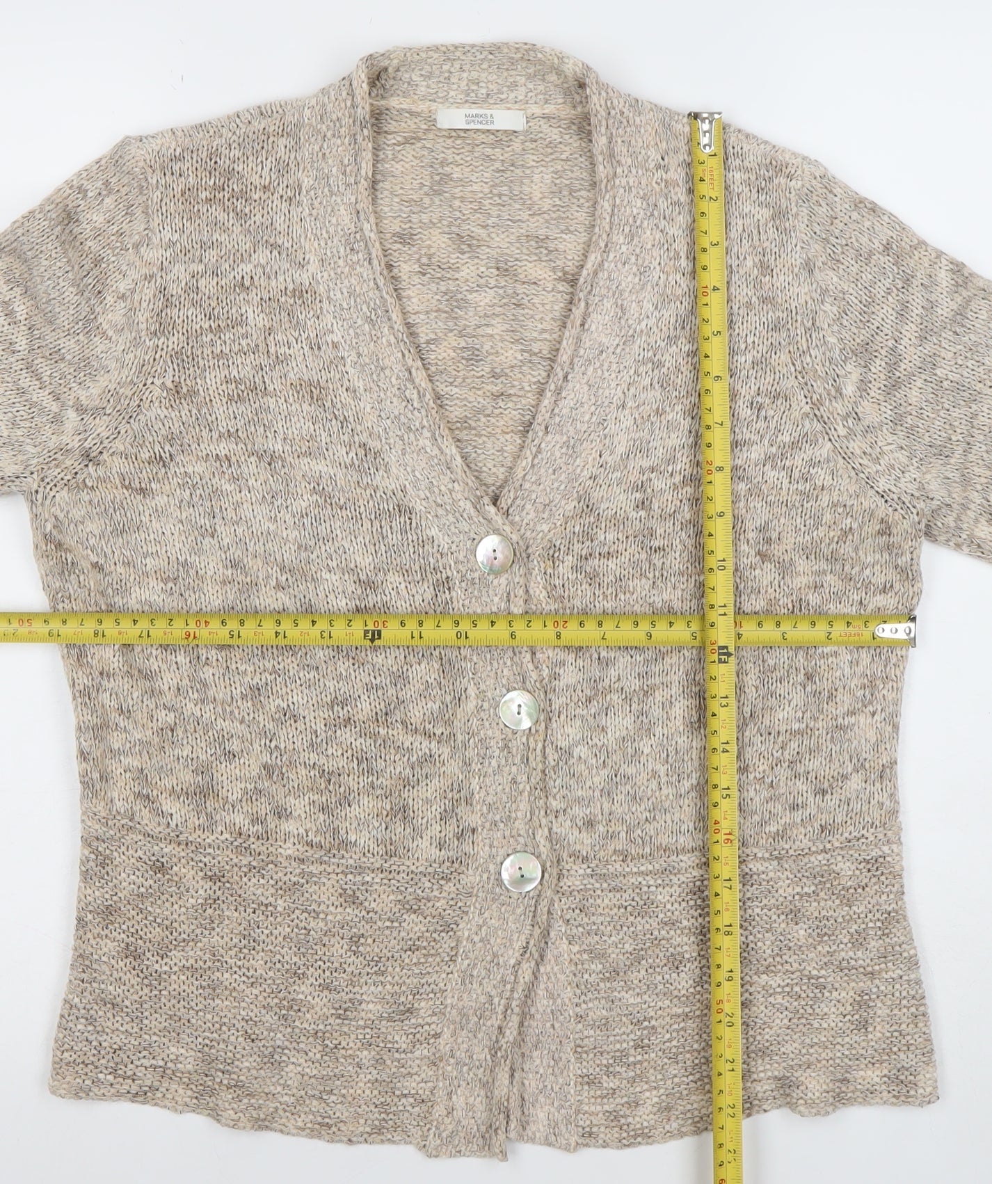 Womens UK Size 14 Marks and Spencer Beige Cardigan Jumper