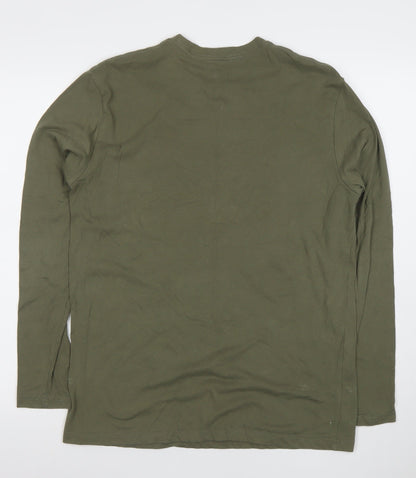 True Classic Men’s Green Long Sleeve Crew Neck Cotton Blend T-Shirt M