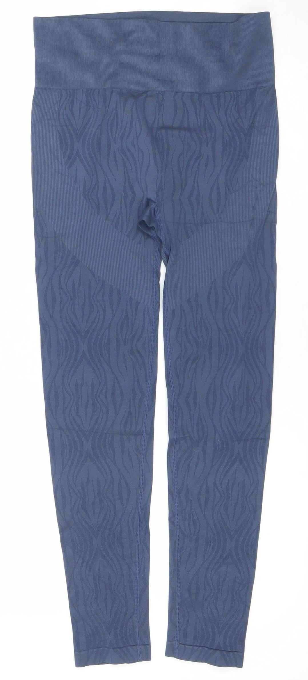 Primark Workout Women Blue Seamless Leggings Size 12/14 Comfortable Stretch Fit