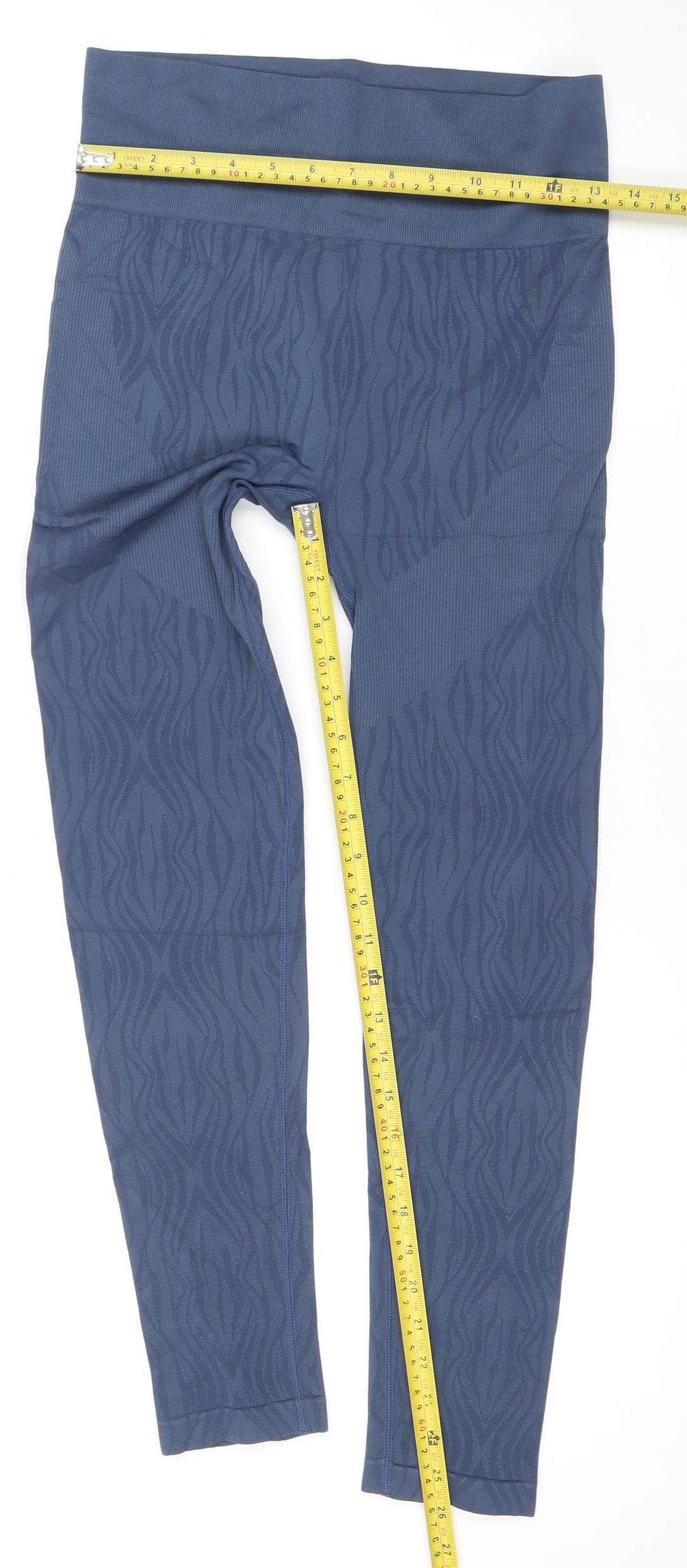 Primark Workout Women Blue Seamless Leggings Size 12/14 Comfortable Stretch Fit