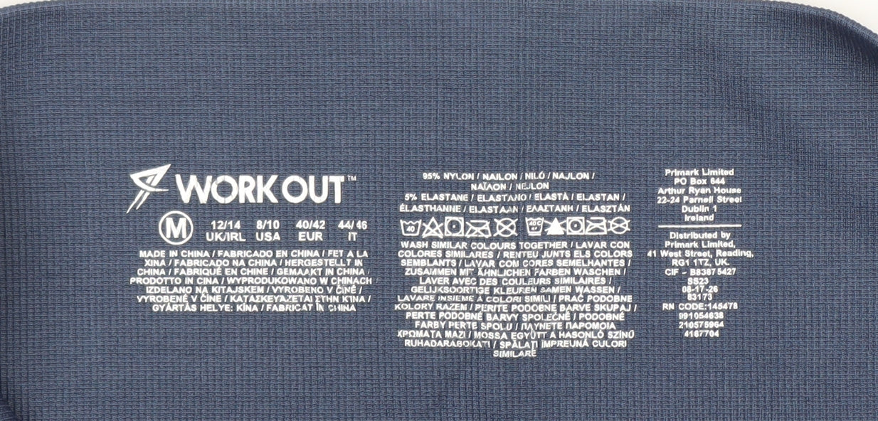 Primark Workout Women Blue Seamless Leggings Size 12/14 Comfortable Stretch Fit