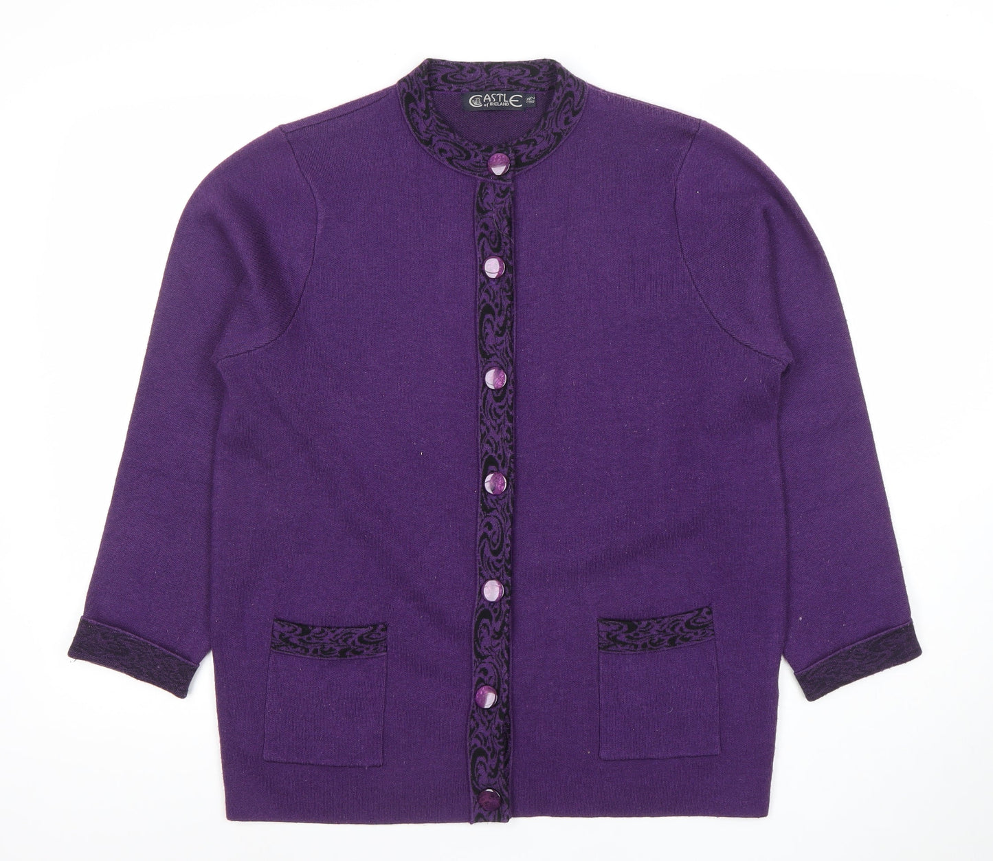 Womens UK Size L Castle of Ireland Purple Cardigan Jumper