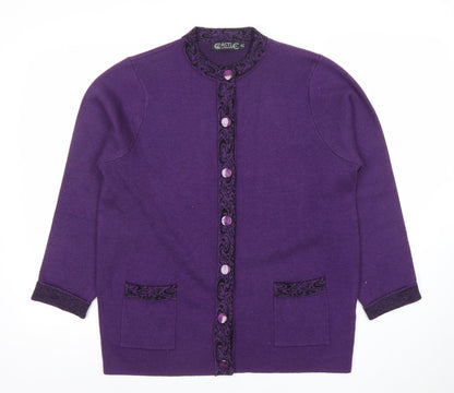 Womens UK Size L Castle of Ireland Purple Cardigan Jumper