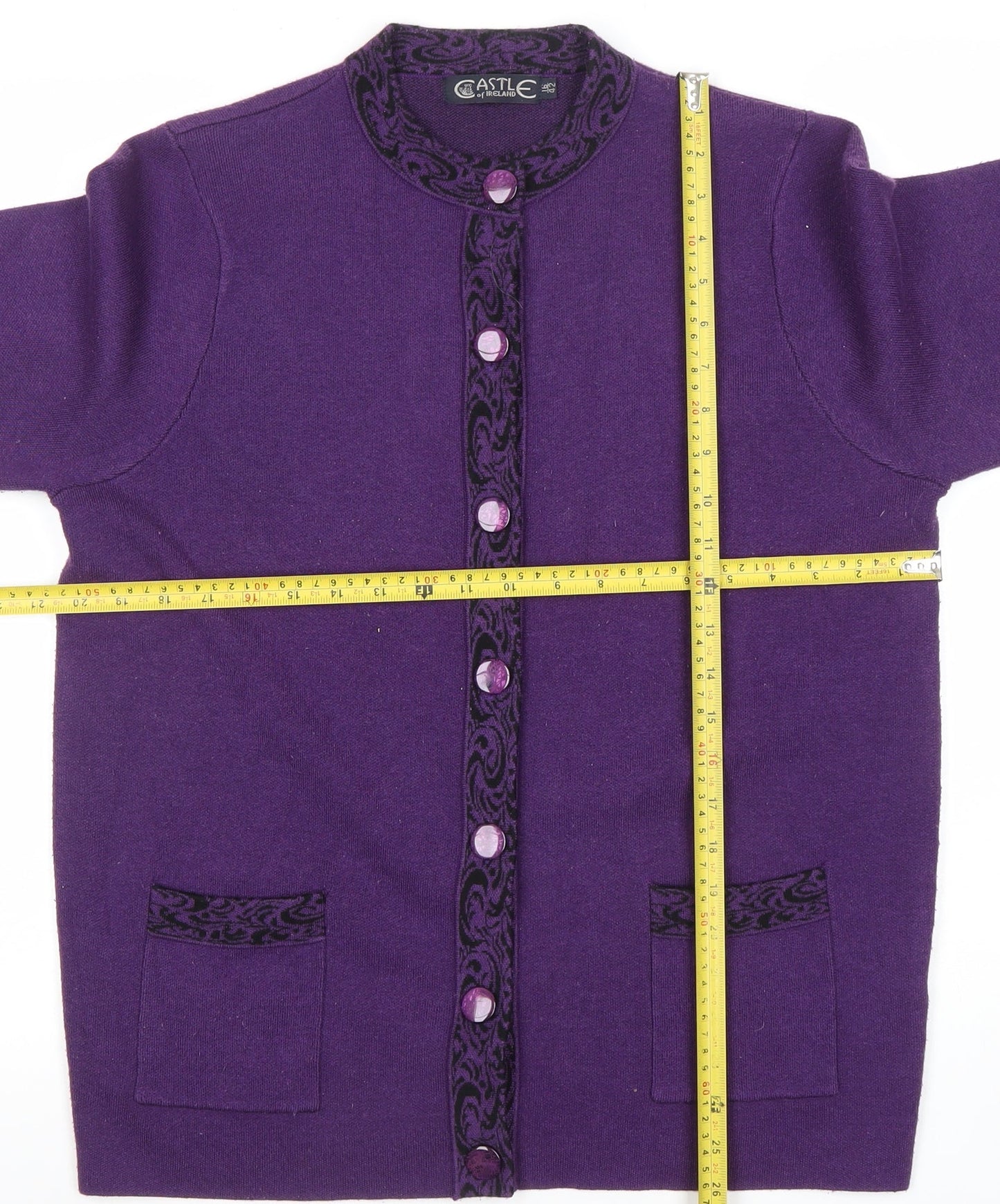 Womens UK Size L Castle of Ireland Purple Cardigan Jumper