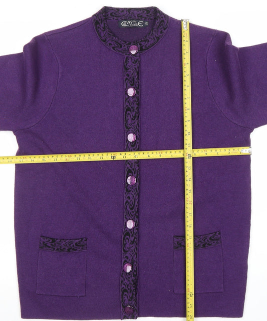 Womens UK Size L Castle of Ireland Purple Cardigan Jumper