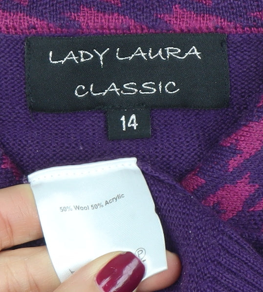 Womens UK Size 14 Lady Laura Purple Full Zip Jumper