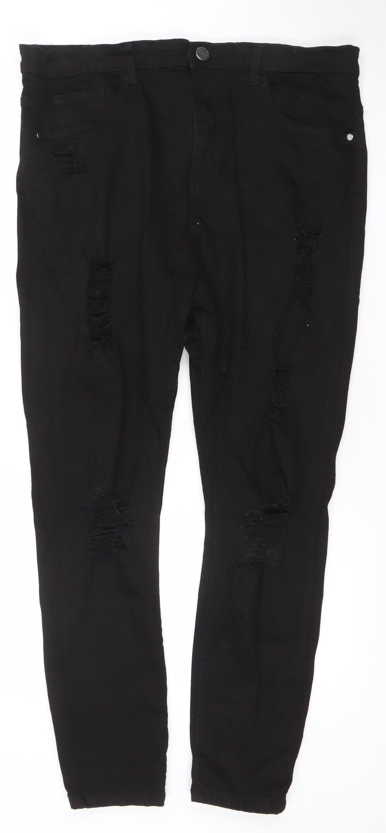 Boohoo Womens Black Distressed Skinny Jeans Size 20